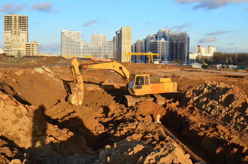 Excavator at Work in Culvert Site